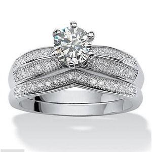 WEDDING RING SET 925/14k Engagement Sterling Silver #11